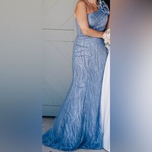 Elegant Blue Lace Dress